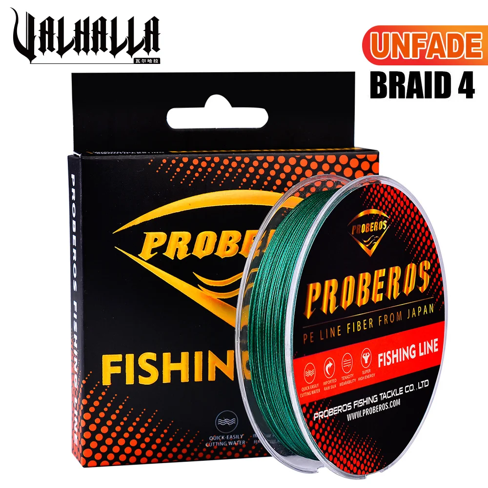 

VALHALLA 4 Braids Fishing Line 100M 4 Weaves Unfade Yarn Line 4 Weaved Fish Wire 6LB-100LB Cord Fishline Fishing Tackle