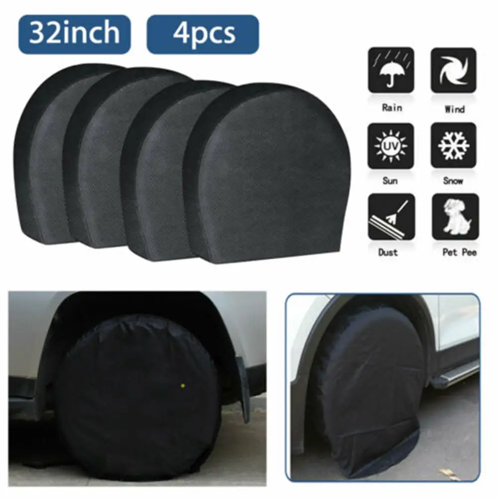 

4pcs/set Waterproof Tire Covers Case 32'' 30'' 28'' Wheel Tyre Rv Trailer Camper Sun Protector Cover For Cars Wheels Accessories