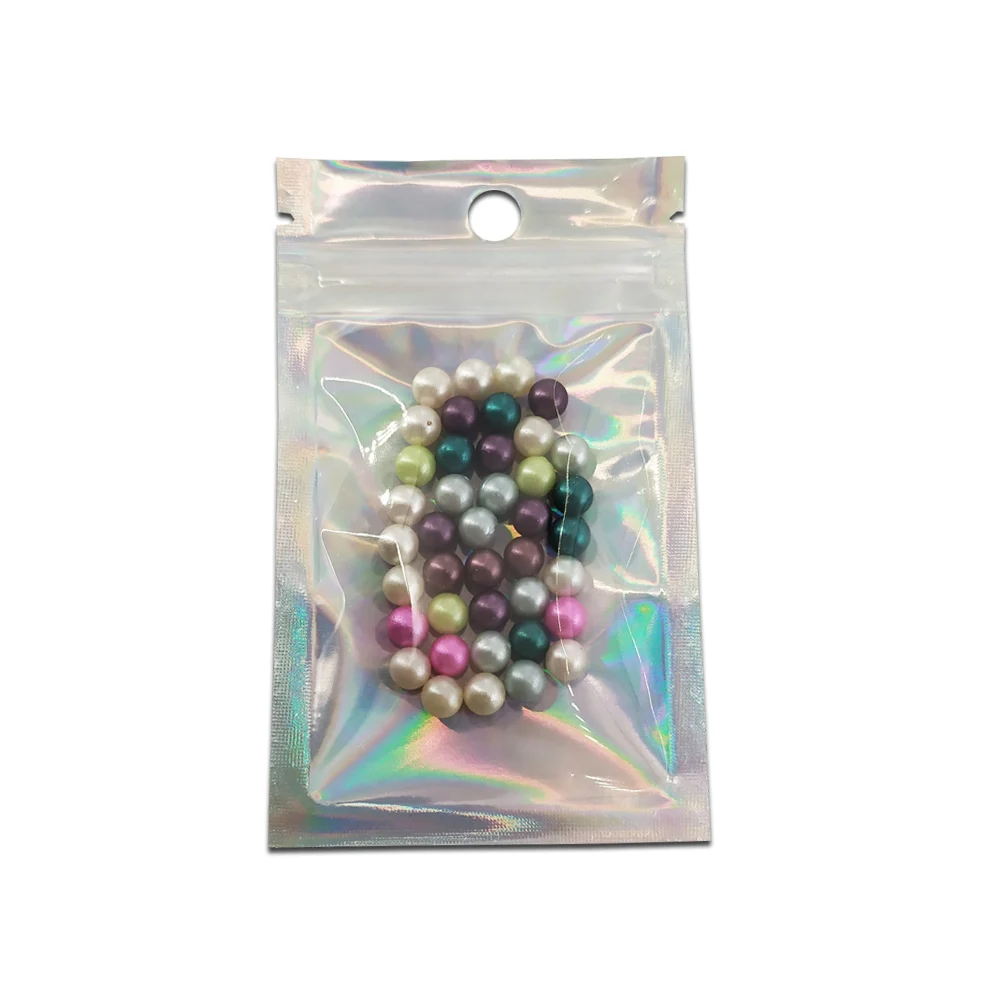 100 шт./лот прозрачная алюминиевая фольга голографическая упаковка на молнии