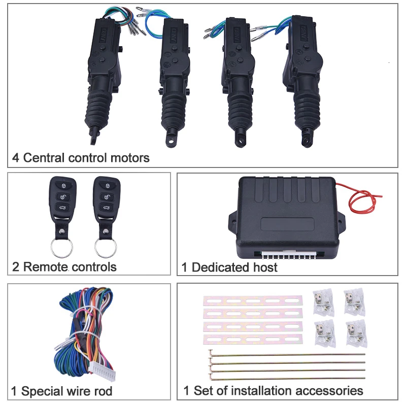 12V Universal Car Door Lock Motor Actuator Keyless Entry System Remote Central Control Locking Kit With Trunk Release Button | Автомобили