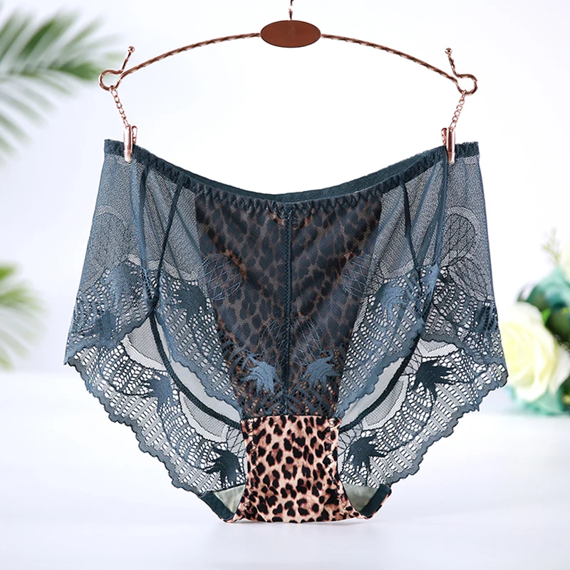 Julexy XXL-6XL, леопардовые женские трусики с высокой талией, плюс размер, сексуальное кружевное нижнее белье, сетчатые трусы, Прозрачное нижнее белье, трусики