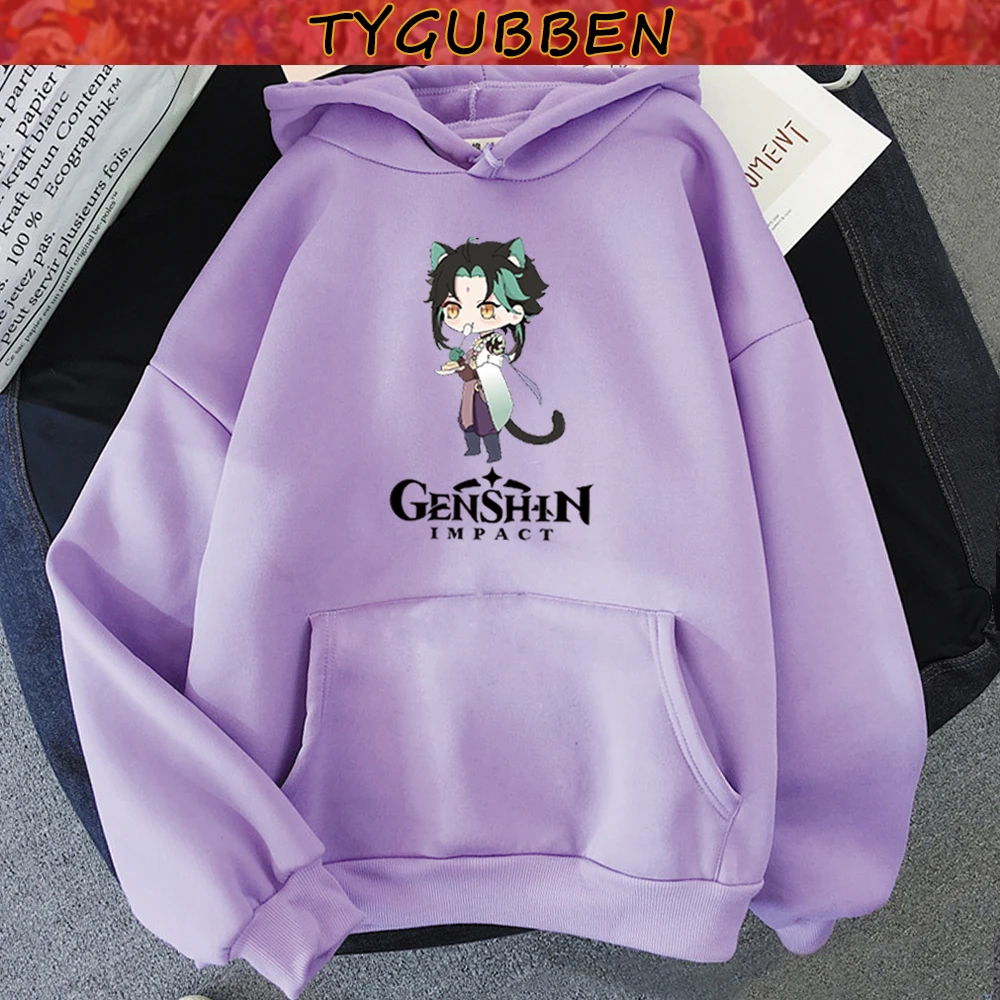 

Толстовки Genshin Impact, женские свитшоты, пуловер с рисунком аниме Xiao, Топ Harajuku с длинным рукавом, Y2k, толстовка, Женский свитшот