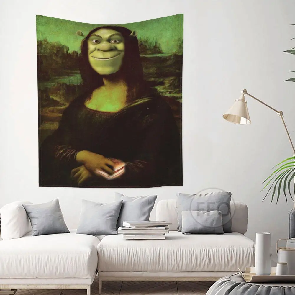 Гобелен Монстр шрек настенный гобелен Мона Лиза художественный в эстетике
