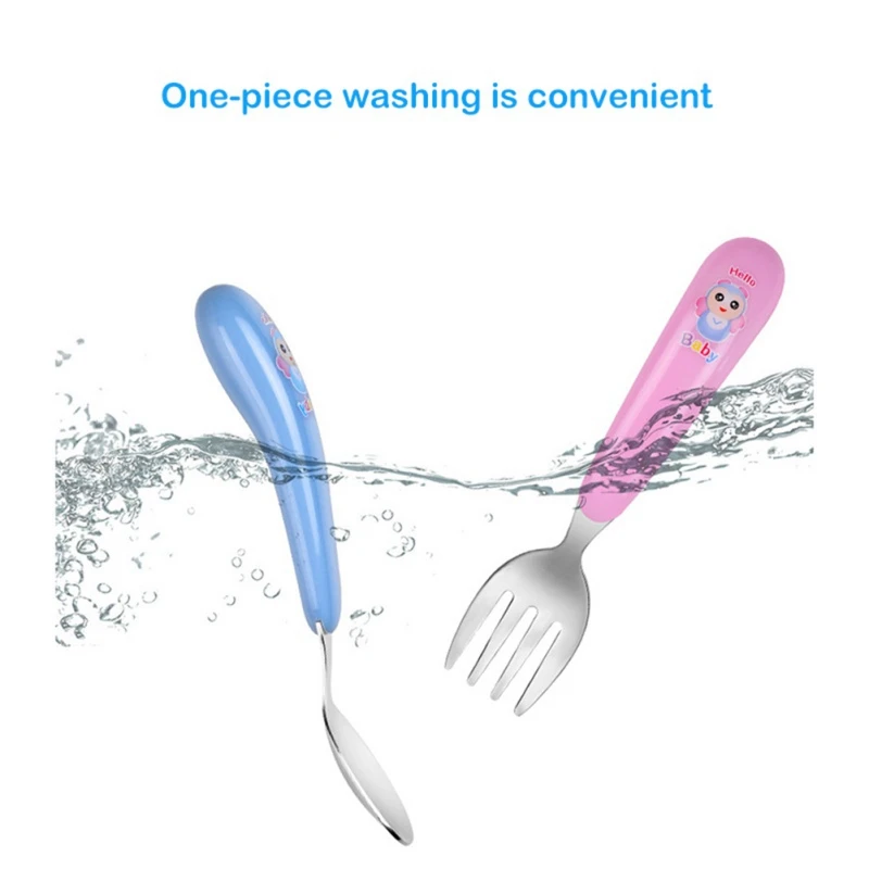 Новорожденный ребенок PP материал Ложка Вилка милый мультфильм столовые приборы