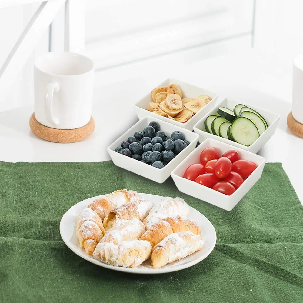 

Ceramic square dish for bar and party white dessert dish