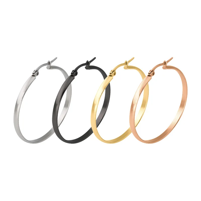 

Gold Color Smooth Big Hoop Earrings Stainless Steel Women Jewelry Minimalist Exaggerated Circle Round Huggie Earring