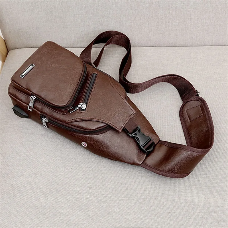 

Luxury Brand Messenger Bag Leather Men Chest Bag Vintage Crossbody Shoulder Bag Men's Business Sling Bags Male Casual Chest Pack