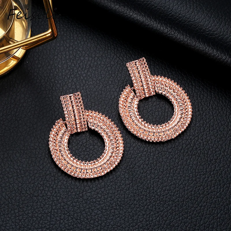 Feiseli разноцветные геометрические круглые гвоздики серьги для женщин