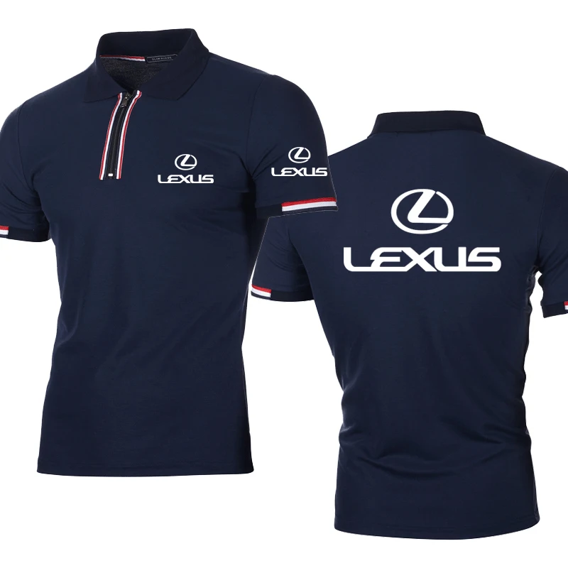 

2021 New Men's tops Lexus Car Logo Summer Harajuku Solid color Striped high quality cotton casual Men's polo shirt
