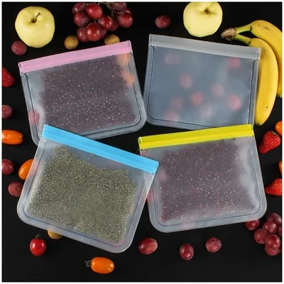 

Food Grade PEVA Food Storage Container Leakproof Container Reusable Stand Up Zip Shut Bag Cup Fresh Bag kitchen Food Storage Bag