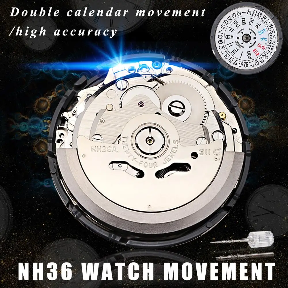 

High Accuracy Automatic Watch Movement Mens Parts Mechanical Watch Movement NH36 Movement Watch Replace Tool Set