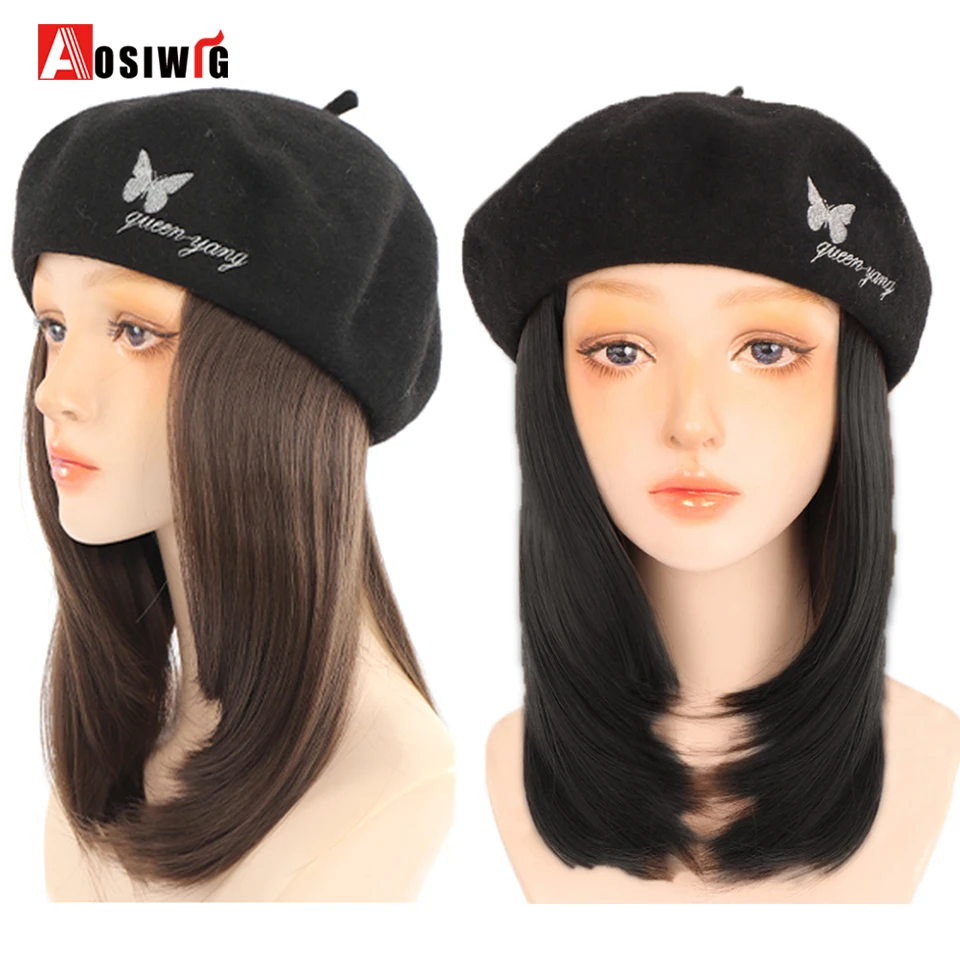 AOSIWIG Synthetic Ponytail Hat Wig Hair Extension Water Wavy Curly Sun Protection and Invisible Seamless Connection |