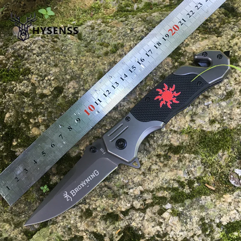 

Hysenss F118 Tactical Folding Knife Portable Fruit Knife High Hardness for Hunting Camping Self-defense 440C Blade G10 Handle
