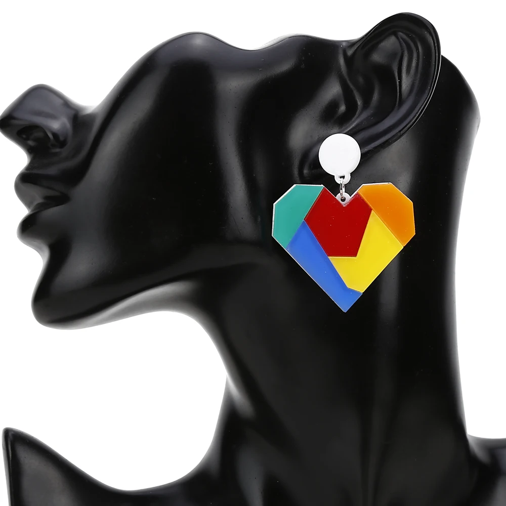 Женские винтажные серьги подвески YAOLOGE яркие в богемном стиле с большим сердцем