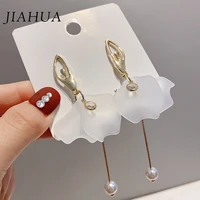 1 pair trendy cute 925 silver needle tassel copper zircon pearl dangle earrings for women girls ballet girl jewelry accessories