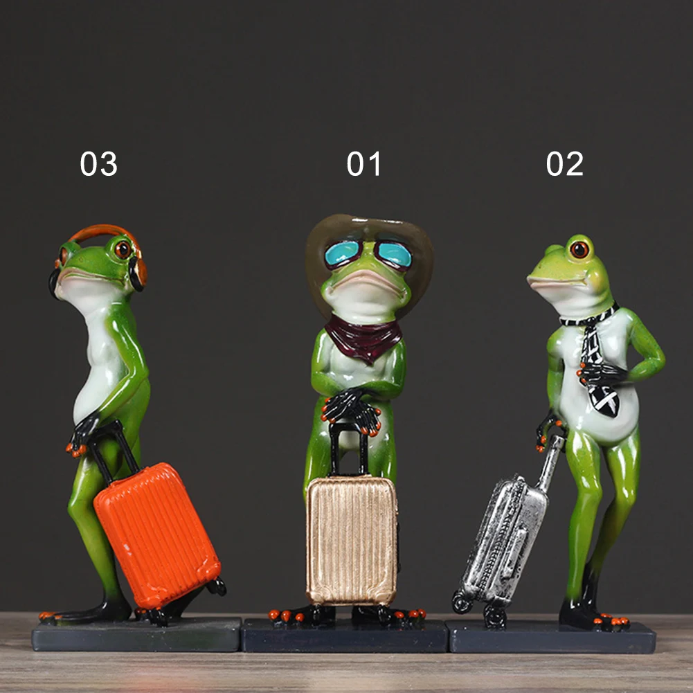 1 шт. 3D лягушка с чемоданом скульптурные фигурки каваи украшения для домашнего