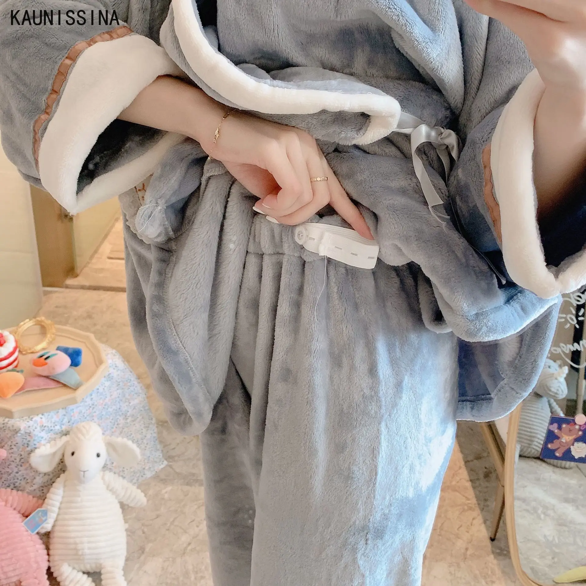 

Women Pajamas Set Women Pyjamas Thick Flannel Warm Winter Pajama Long Sleeve Kimono Nursing Maternity Loungewear Home Clothes