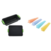2x silicone cake pan nonstick loaf pan bakeware mold tools set 4pcs silicone popsicles molds ice pops molds