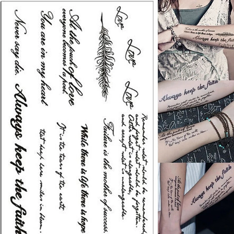 

2 шт Съемные Временные татуировки английское слово боди арт татуировки стикер водонепроницаемый