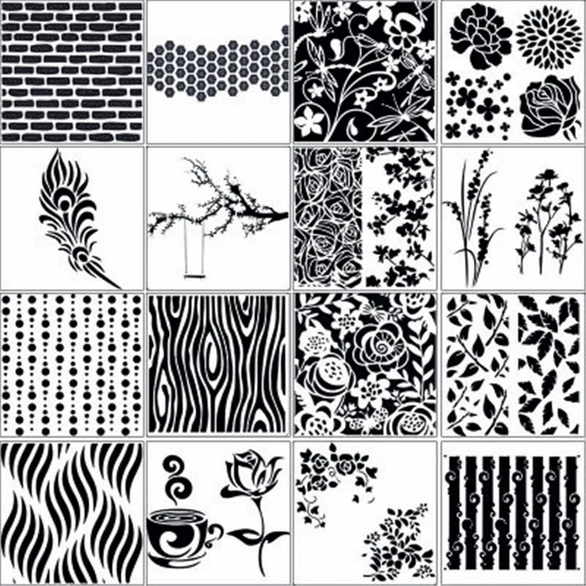 Горячая Распродажа: набор = 16 дегинов трафаретов для скрапбукинга Пластиковая