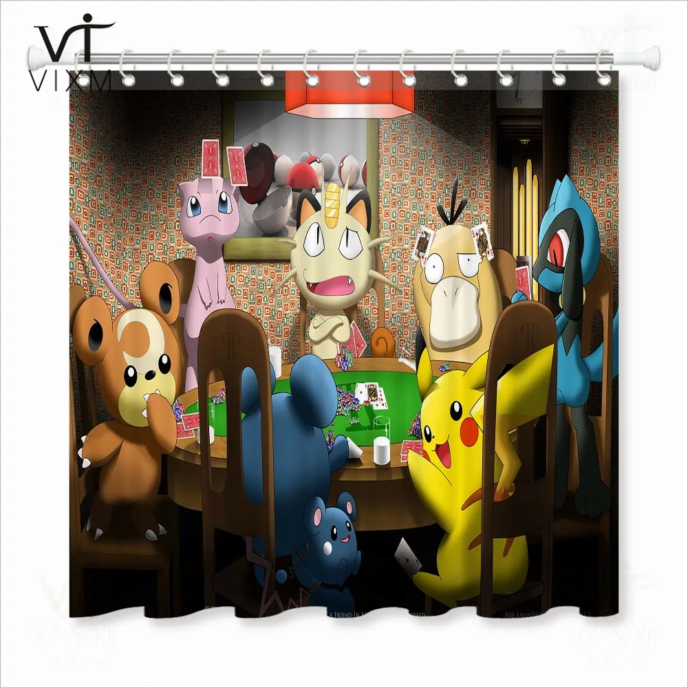 Мультяшная занавеска PokemonShower забавная японская аниме Водонепроницаемая для