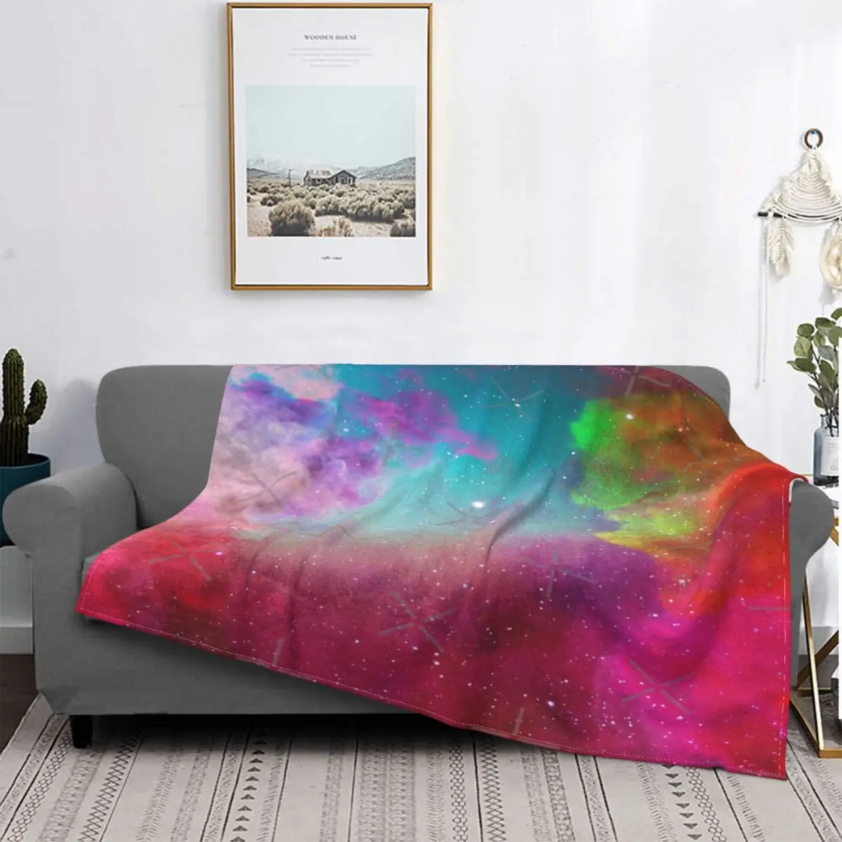 

Manta abstracta a cuadros para cama, colcha de felpa, 83, Anime