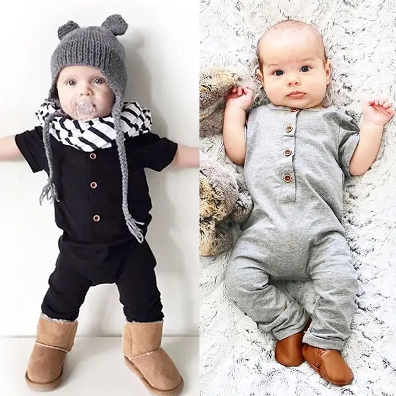 

Infant Newborn Toddler Baby Boy Girl Clothes Summer Spring Romper Playsuit Casual Short Sleeve Clothes Solid Outfits 0-24M