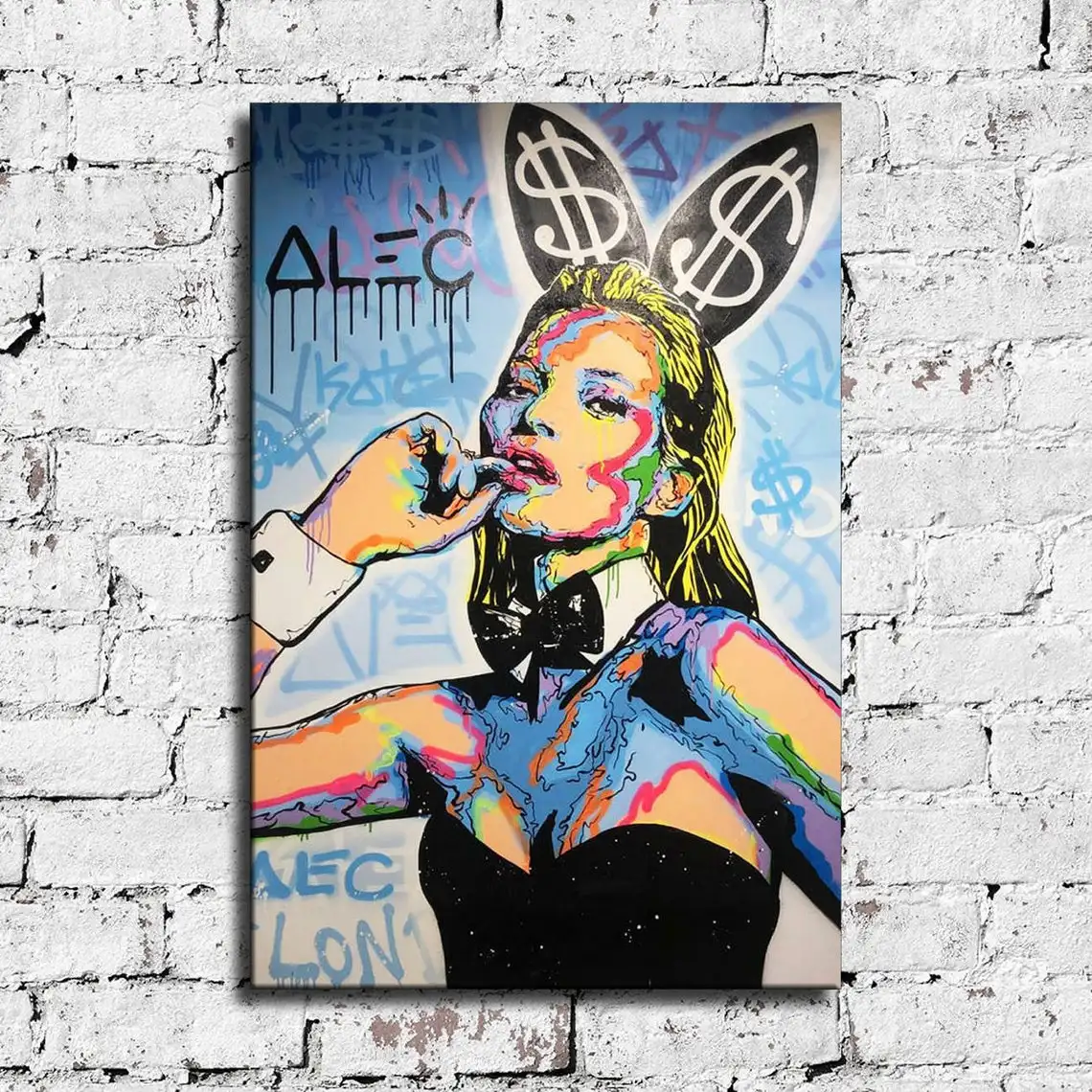 

Graffiti Street Pop Art Bunny Girl Poster Canvas Painting Print On Wall Picture For Living Room Decoration Home Decor Frameless