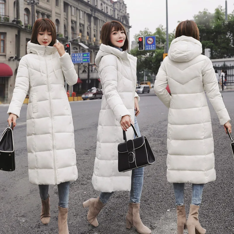 

Thick extended down cotton clothes female 2021 winter new long princes down cotton Slim cotton jacket