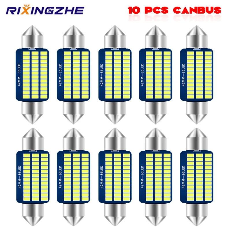 

10 шт. Festoon C5W LED C10W 31 мм 36 мм 39 мм 41 мм Автомобильный светодиодный внутренний светильник для чтения 4000K Теплый белый 6000KAuto Потолочная купольная лампа для комнаты