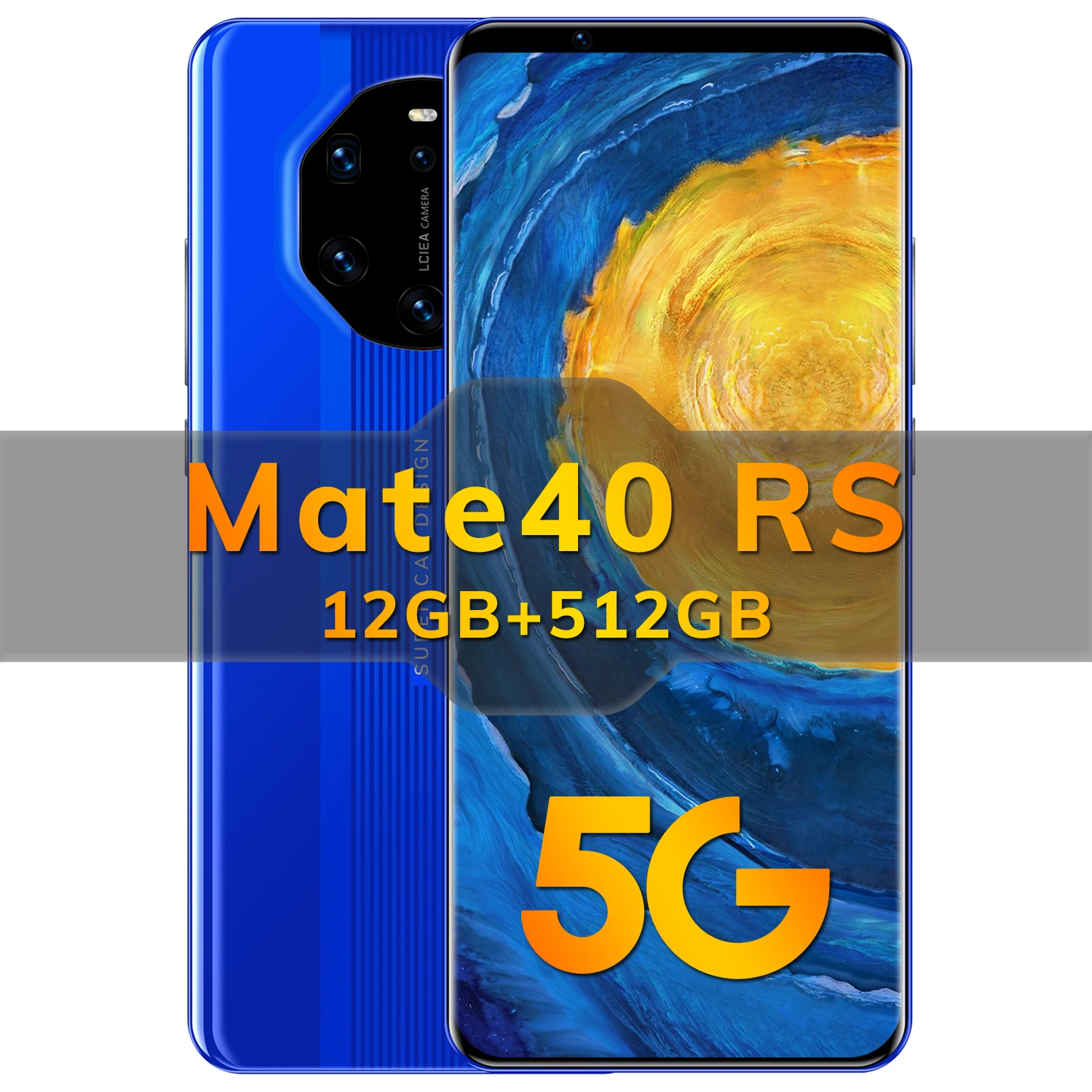 

6.1inch Mate40 RS Smartphone Android 10 12+512GB Cellphone 16+32MP 10-Core 4G/5G 4800mAh Battery Face ID HD Screen Mobilephone
