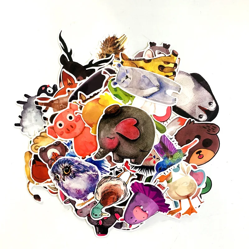 50 шт. акварельные милые наклейки с животными в виде маленького слона для детей