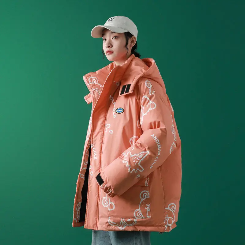 Designer Cotton-padded Jacket Women Winter2021Bear Varsity Jackets Korean Loose Bread Clothes Harajuku Parkas Couple Bomber Coat