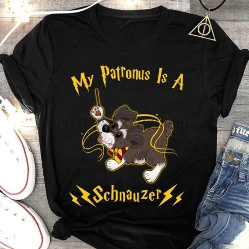 Футболка My patrous Is A Schnauzer Черная Мужская хлопковая футболка с рисунком Унисекс