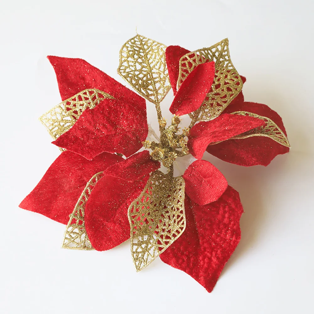 

5pcs 20cm Hanging Xmas Fake Flower Decorations Hanging Hollow Flowers Ornaments