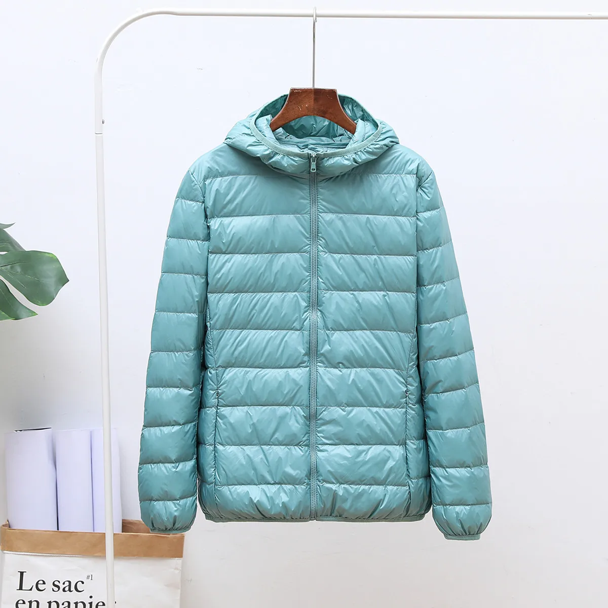 style1 light blue Ультра легкие куртки на утином пуху 90%, Женское зимнее пальто с капюшоном, теплая тонкая куртка с длинными рукавами 8XL, большие размеры, Женская Куртка jaqueta feminina - Цвет: style1 light blue