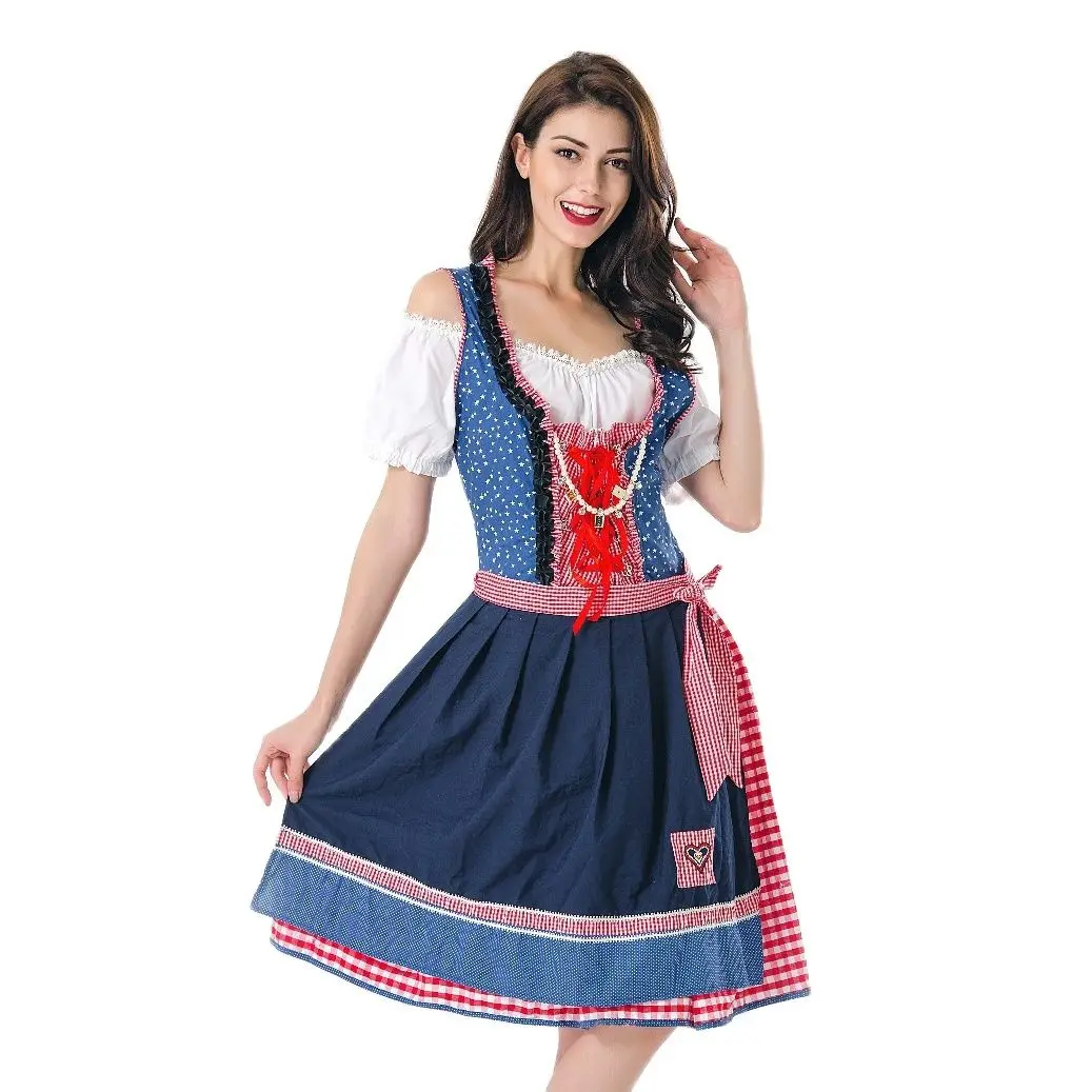 Ужин в стиле Баварии для дам на Октоберфесте Костюм дирндля для женщин Делюкс Пивной карнавальный наряд Горничной Косплей костюм