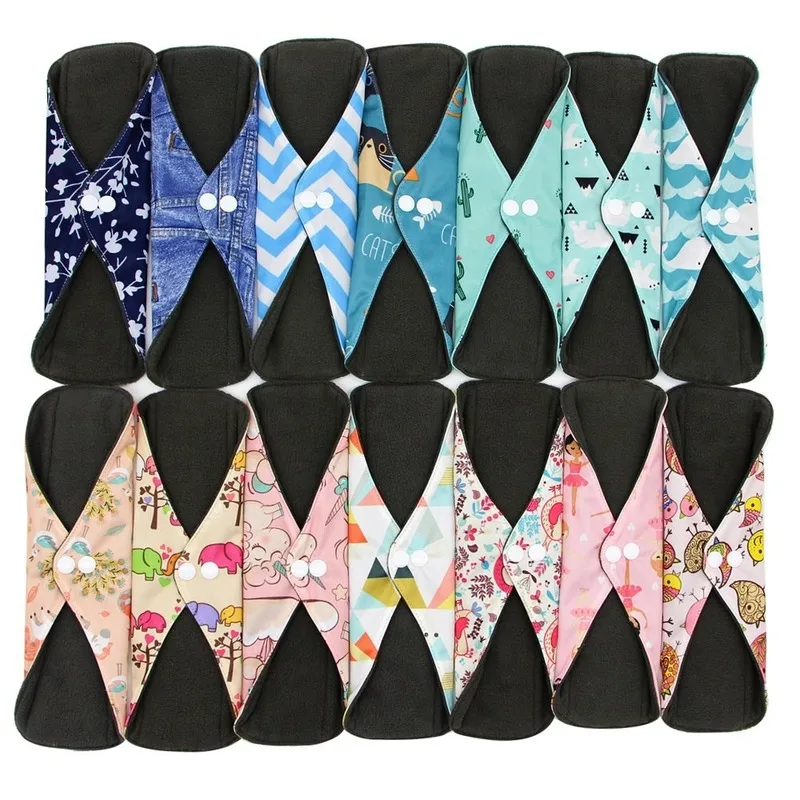 Многоразовые гигиенические прокладки тканевые менструальные бамбуковый уголь