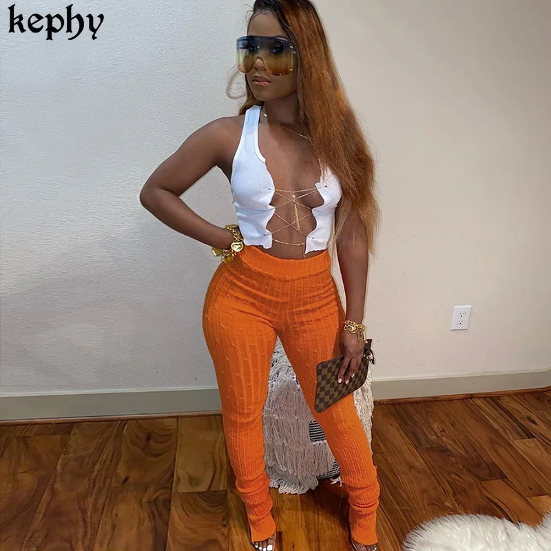 

2021 Spring new women's casual pants Knitting Twist Autumn Women Pencil Pants Skinny Long Trousers Casual Workout Solid Pants