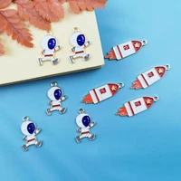 10pcs new diy jewelry accessories enamel charm rocket astronaut alloy pendants earrings bracelets charms floating handmade