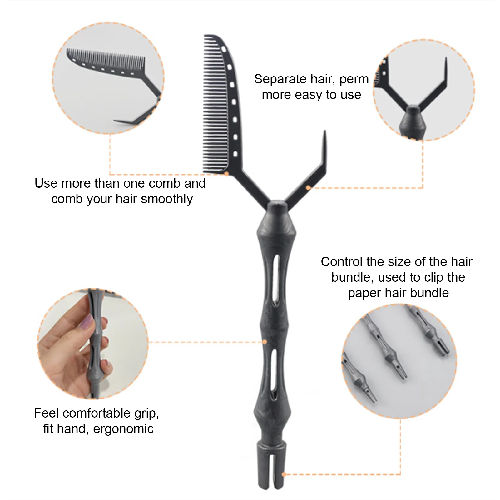 

Professional Positioning Perm Comb Curling Carbon Wide-tooth Harrow Salon Home Hair Curler Waver Hair Perm Waver Styling Wand