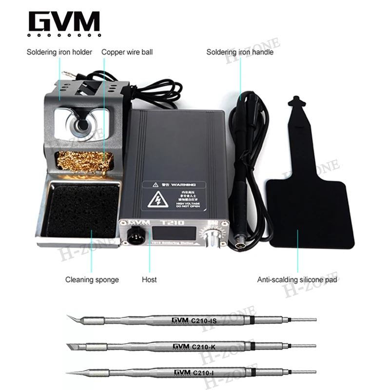 SUNSHINE GVM T210 Digital Display Adjustable Temperature Soldering Station For JBC Handle Repair Welding Tool C210 Tips