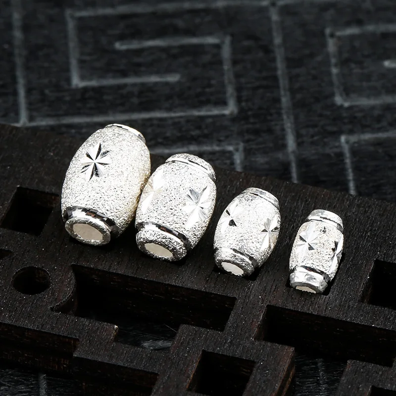 

Бусины из стерлингового серебра 925 пробы, матовые бусины ручной работы, свободные серебряные бусины, DIY ювелирные аксессуары для женщин и мужчин