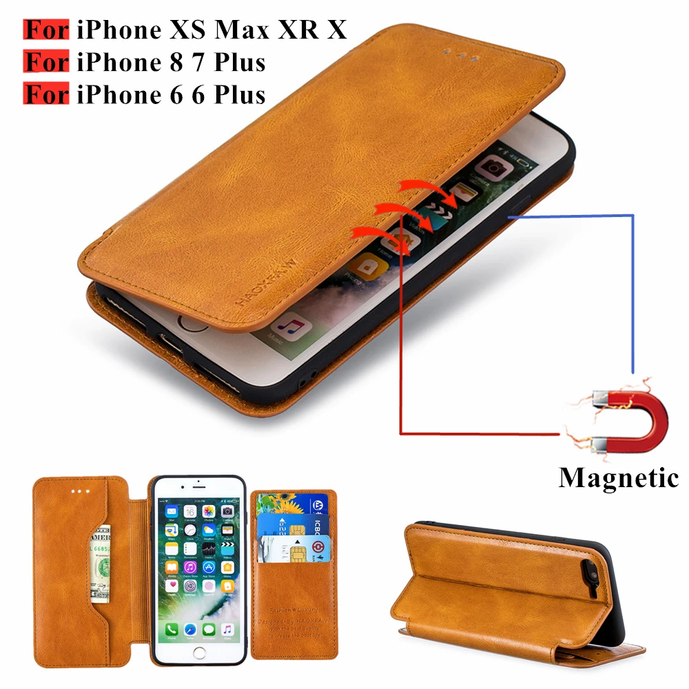 Качественный флип-кожаный чехол для iPhone 11 Pro XS Max XR X 8 7 6 6s Plus, Ретро Магнитный кошелек, держатель для карт, Обложка для книги, Coque Etui
