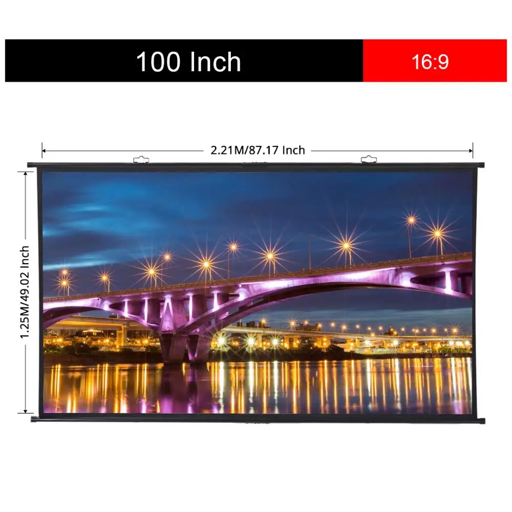 Экран проектора Excelvan 100 дюймов 120 дюймов 16:9 4K HD фильмы проекционный тканевый экран для YG300 YG400 Q2 XGIMI домашний кинотеатр