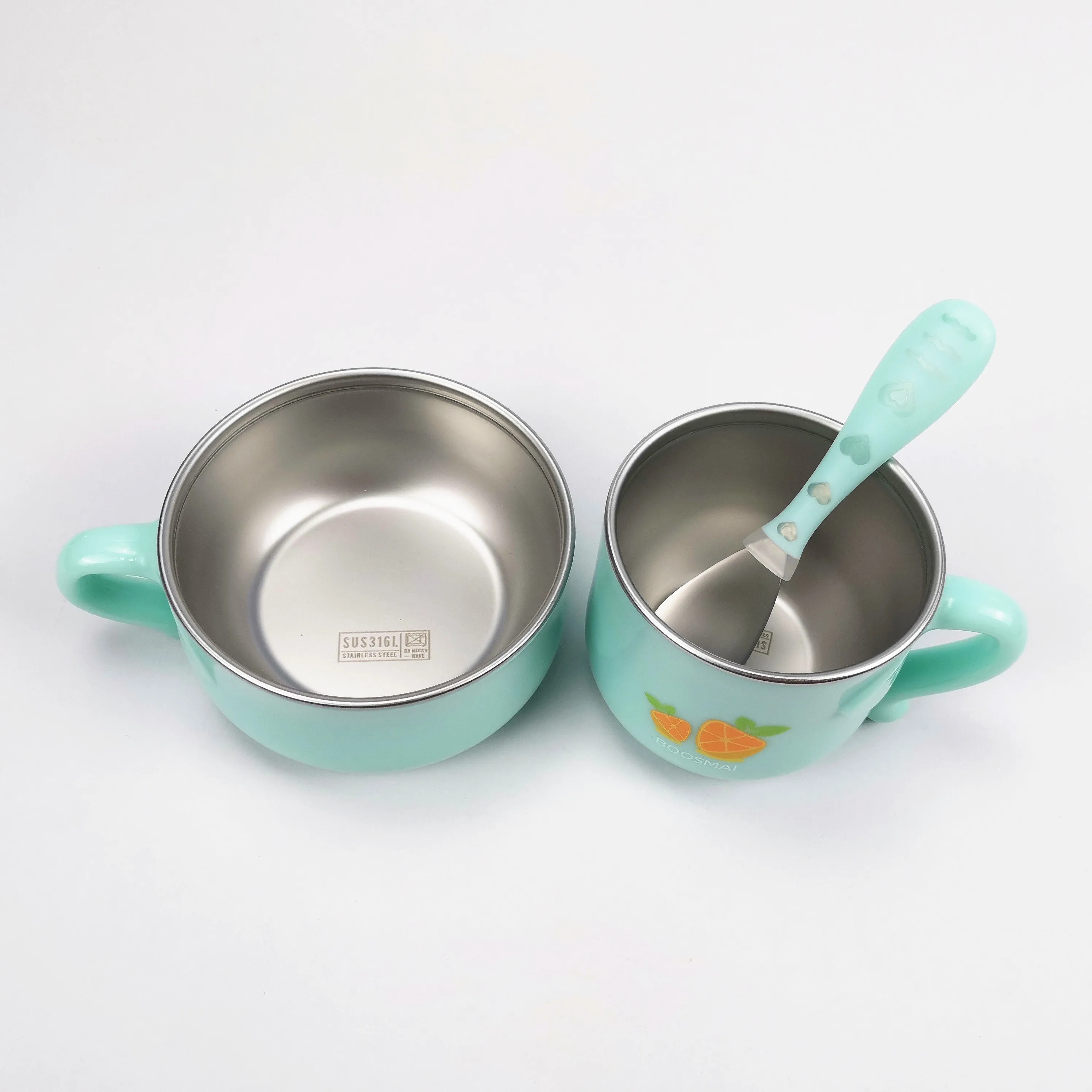 3 шт./компл. Набор детских чаш из нержавеющей стали обучающая чаша ложка набор