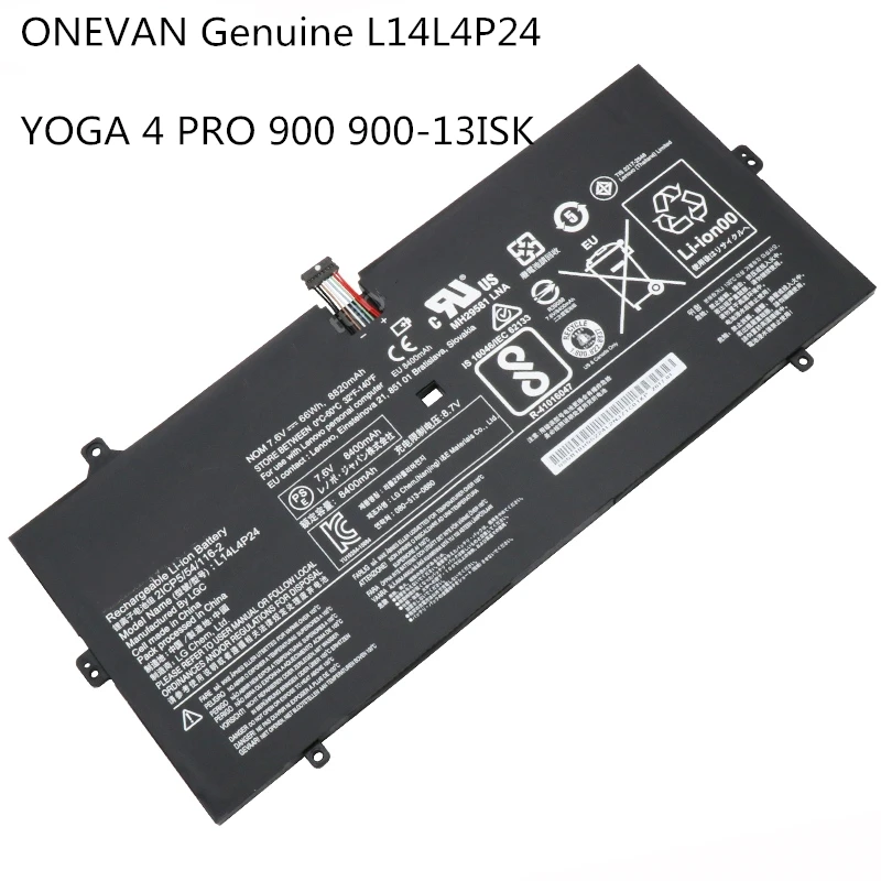 Оригинальный аккумулятор onwan L14L4P24 для ноутбука Lenovo YOGA 4 PRO 900 13ISK IFI ISE 5B10H43261 L14M4P24