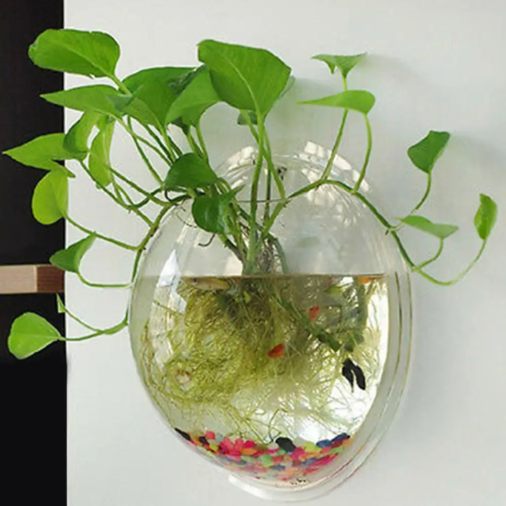 

Acrylic Wall Mount Aquarium Hanging Fish Tank Aquarium Flower Round Pot Hanging Home Decor Wall Mount