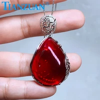 red artificial ruby with 2430mm 72ct 925 silver fashion pear shape with inclusions corundum jewelry for pendant necklace