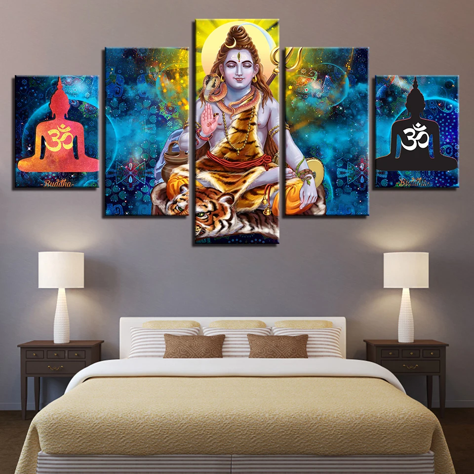 

Multi-Picture 5d diy Diamond painting Hindu God Lord Shiva 5 Piece Puzzle Diamond Mosaic Home Decor